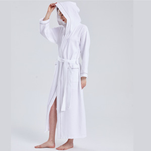 Tessuto Waffle in cotone 100% bianco di lusso Hotel Design <span class=keywords><strong>accappatoio</strong></span> da <span class=keywords><strong>donna</strong></span> <span class=keywords><strong>con</strong></span> <span class=keywords><strong>cappuccio</strong></span> nuovo - Product Image 2