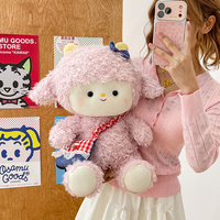 Boneka Domba Keriting Kawaii Grosir, Mainan Boneka Domba Pink Putih, Hadiah Pasangan & Persahabatan, Dekorasi Rumah, Hadiah Anak
