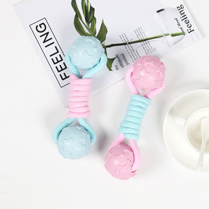 Pet Rope Toys For Medium Large Dogs Teeth Cleaning Chew Toy With Cotton <b>String</b> And Rubber <b>Ball</b> Design - Product Image 4