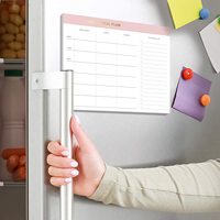 Bloc de notas para lista de comestibles, planificador de comida semanal, rosa, ''10x7, almohadilla magnética para planificación de comida, con apagado de las compras para hacer lista