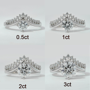 Women's Round Brilliant Cut Lab Diamond Engagement <b>Ring</b> 0.5ct 1ct 2ct 3ct 10k White Gold Classic <b>Crown</b> <b>Ring</b> - Product Image 1