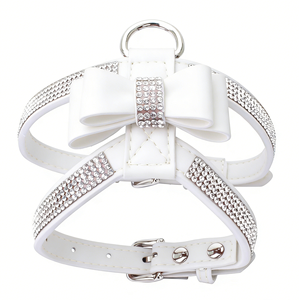 Leather <strong>Dog</strong> <strong>Harness</strong> with Bow Embellishment and Buckle Closure Breathable Fashion Style for <strong>Small</strong> to Large <strong>Dogs</strong> (XS-XL Sizes) - Product Image 3