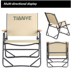 Silla de Pesca Plegable Compacta con Marco de Metal para Exteriores, Silla de Picnic Plegable para Camping con Reposabrazos - Product Image 2