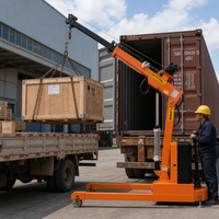 Grue mobile électrique complète de 2 tonnes à commande directe d'usine, grue d'atelier hydraulique non rotative avec flèche télescopique de 5,0 m, équipement de levage