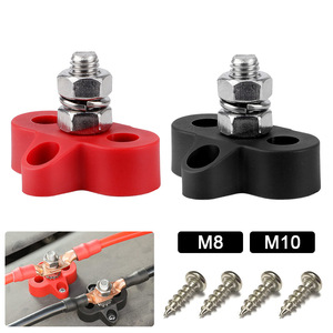 Screw Battery <b>Terminals</b> M8 M10 Red Black Nylon Brass For Cars Boats RVs Vehicles 12V 24V - Product Image 1
