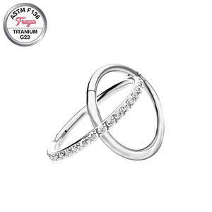 Anneaux segmentés romantiques en zircon, <span class=keywords><strong>anneau</strong></span> de nez, <span class=keywords><strong>anneau</strong></span> de septum, boucles d'oreilles créoles en titane, bijoux de piercing corporel Daith Lelix pour filles - Product Image 1