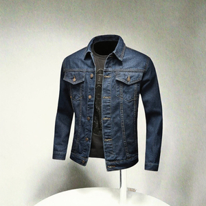 Blouson en jean d'hiver pour homme américain, 100 % coton, coupe décontractée, coupe-vent, fermeture éclair, style chauffeur de camion - Product Image 3