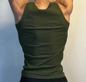 الشركة المصنعة عالية الجودة فارغة تجريب قمم للدبابات القطن مضلع الرجال طوق مربع اللياقة البدنية صالة ألعاب رياضية أعلى خزان للرجال - Product Image 4