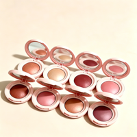 Poudre de blush scintillante à label privé, blush cuit naturel, blush vegan pigmenté, palette de blush pour le maquillage du visage, convient à tous les tons de peau, OEM