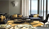Italienisches VERSACESC 2022 Neues Ecksofa-Set in L-Form aus Echtem Leder – Moderne Luxus-Wohnzimmermöbel für Villa und Zuhause, Goldfarbener Edelstahl