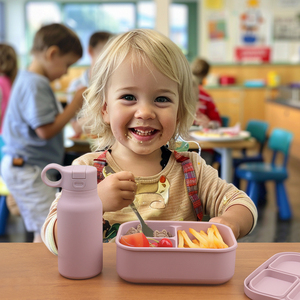 Eco Friendly 3 Compartment Divided Microwave Safe Bpa Free Silicone Bento <b>Lunch</b> <b>Box</b> Kids Set for School Student - Product Image 6