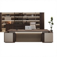 Bureau de direction en L Boss Office avec plateau en panneau de densité thermoformé et peinture cuite au four, design moderne
