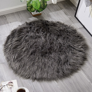 <b>Round</b> Pink Faux Fur Rug Solid Color <b>Cushioned</b> Floor Mat For Living Room Bedroom Study Entryway Balcony Commercial Space - Product Image 2