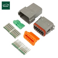 DT 12P Way sellado gris macho y hembra Auto impermeable cable eléctrico conector enchufe terminales montaje 16-20 AWG