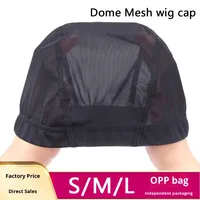Bonnet en maille pour la confection de perruques, avec bande élastique, bonnet en maille respirant, vente en gros, noir et beige