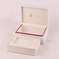 Boîte à portefeuille en MDF laqué blanc de haute qualité Edream, plateau amovible, porte-stylos, boutons de manchette, gravure personnalisée, rectangle, laser