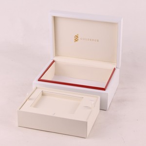 Caja de Madera MDF Lacada en Blanco de Alta Calidad Edream, con Bandeja Extraíble para Bolígrafos y Gemelos, Diseño Personalizado, Grabado Láser - Product Image 5