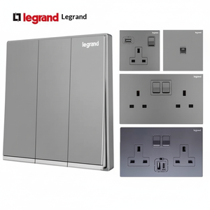 Pour interrupteur mural <span class=keywords><strong>Legrand</strong></span> type 13A et prise murale britannique - version grise authentique - Product Image 1