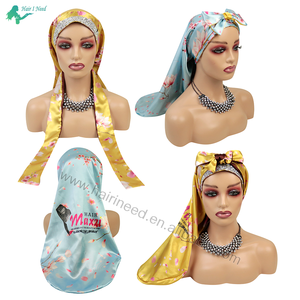 <span class=keywords><strong>Bonnet</strong></span> de nuit en satin soyeux personnalisé, extra long, doux, élastique, avec lien antidérapant, pour tresses longues - Product Image 6