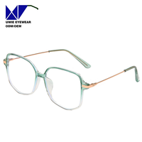 Monture optique polygonale personnalisée OEM en TR90 et métal, anti-lumière bleue, pour adultes unisexes, taille 53-18-144, 10+ ans d'expérience