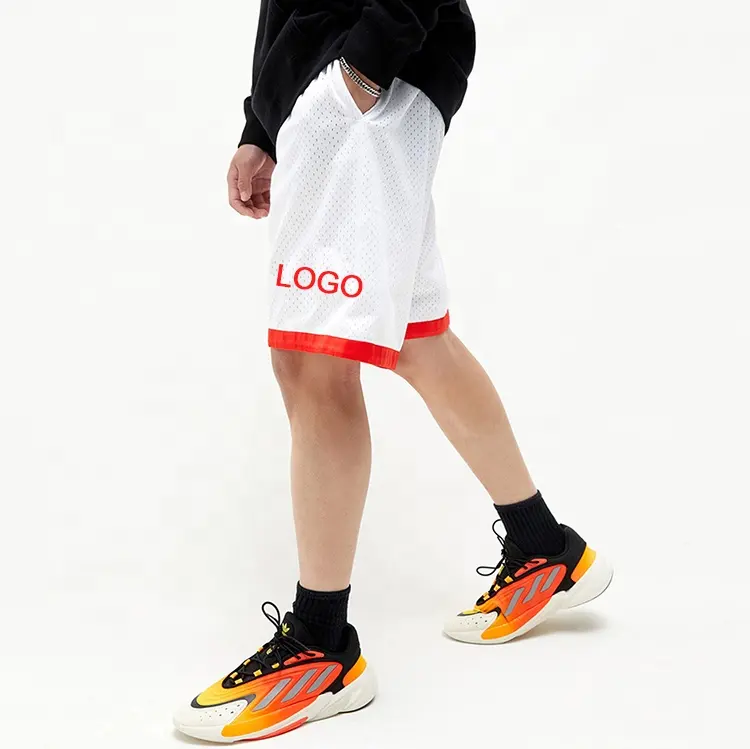 Oem Custom Logo Cropped Fit Knit Heavy Heavyweight Gym Summer Blank Plaid Plain Basketball Double Mesh Shorts Men