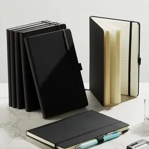 Black Custom Ruled Lined Journal Notebook A5 Hardcover Pu Lederen Tijdschriften Notitieboekjes Voor Studenten