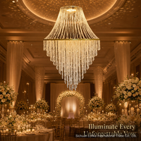 Lustre LED en acrylique doré à étages avec perles de cristal, télécommande, suspension pour plafond, idéal pour mariages, banquets et événements (AC 220V)