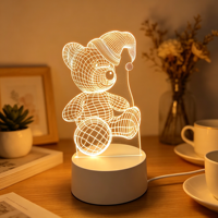 Lampe de table LED 3D Illusion personnalisée motif ours en peluche, mignonne, pour amoureux, cadeau d'anniversaire, de festival ou de vacances