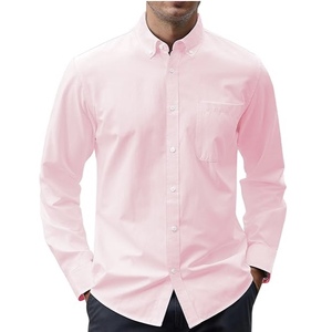 Camicie Oxford in cotone 100% da uomo a manica lunga alla moda camicie di colore solido logo di personalizzazione - Product Image 5