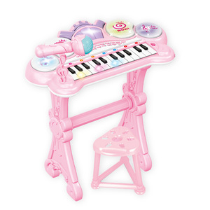 Wholesale Piano Keyboard Light Drum Microphone <b>Stool</b> Electronic Piano Children's Educational Toy English - Product Image 1