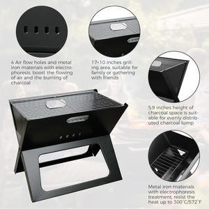 Portable Stainless Steel Folding <b>BBQ</b> Grill Modern Style Outdoor Charcoal Grill for Camping & Cooking - Product Image 3