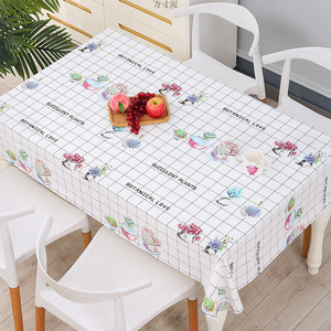 Rectangular PEVA <b>Tablecloth</b> Printed Plants And Flowers Waterproof Home Use - Product Image 1