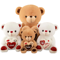 Ours en peluche pour la Saint-Valentin, jouet en peluche blanc, marron, rouge, en forme de cœur, en coton doux PP, coussin en peluche « Je t'aime », jouet en peluche unisexe