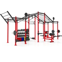 Équipement de gym commercial en acier autoportant pour entraînement croisé, avec barres de grimpe et Power Rack