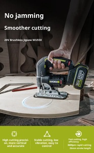 Sierra curva de litio de 20V WU550.9, sierra eléctrica recíproca de litio para carpintería, sierra eléctrica manual para el hogar, sierra eléctrica para construcción. - Product Image 4
