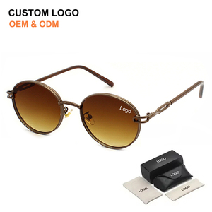 2025 Vintage Round Sunglasses for Women Men Custom Logo Metal Frame <b>Sun</b> Glasses Personality Luxury Fashion Design Lady <b>Shades</b> - Product Image 1