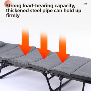 Fauteuil inclinable simple et pliable, portable, double usage, avec rangement, cadre métallique portable, multifonctionnel, pour la maison, le bureau, la sieste - Product Image 4