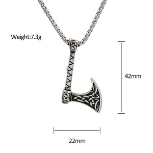 Personalizado al por mayor de moda de acero inoxidable Vintage vikingo celta <span class=keywords><strong>Tomahawk</strong></span> joyería collar gótico hacha colgante para hombres - Product Image 3