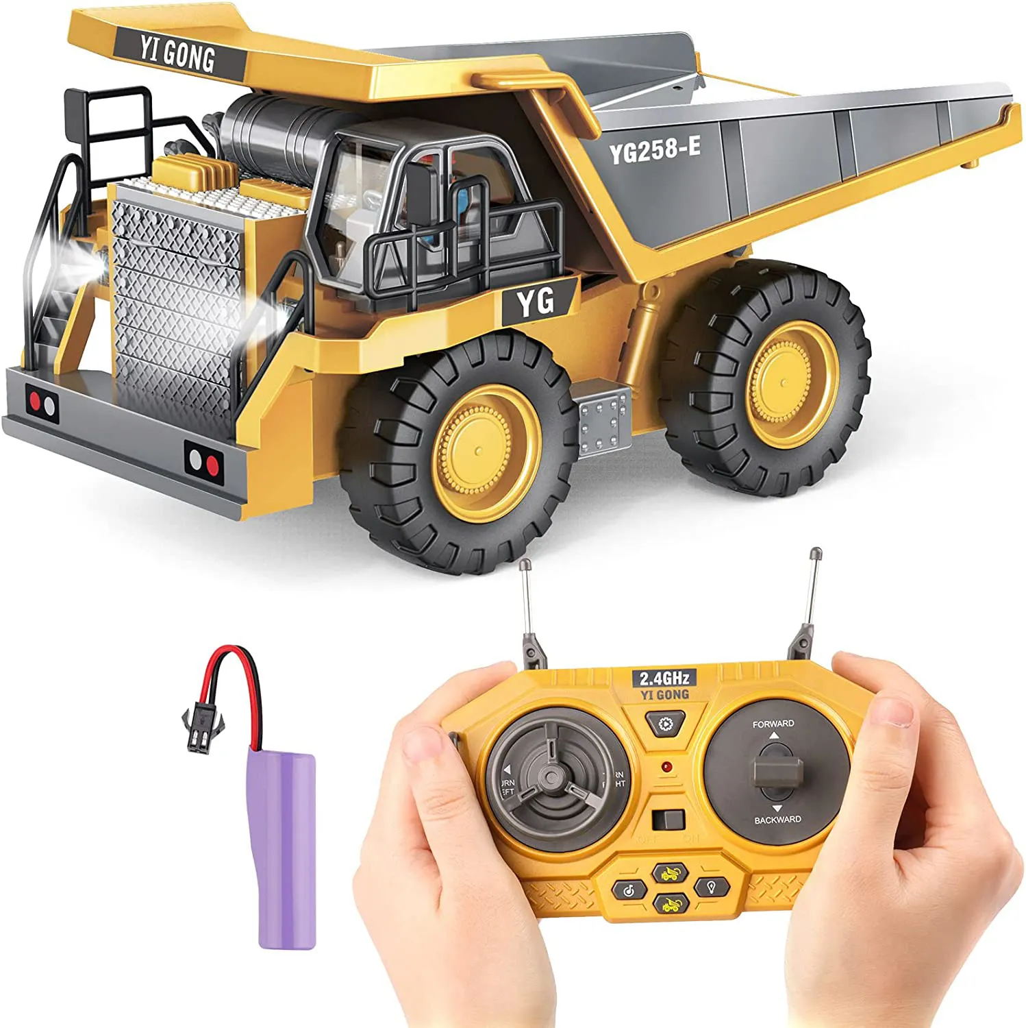 2.4G 1/24 9WD RC Dump Truck Toy Remote Control Toys For Adults Kids RC Cars Vehicle With Metal Bed and Light/Music