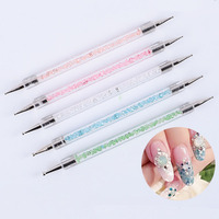 Usine 5 pièces/ensemble Double tête Nail Art Liner brosses pointillage stylo outil pour Gel Design Dot peinture Point perceuse Salon manucure