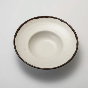 Großhandel langlebig doppelfarbig braun beig tiefe Suppe Nudeln A5 Melamin Servierplatte Restaurantteller - Product Image 1