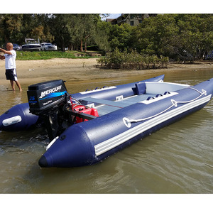 Gommone <span class=keywords><strong>Pieghevole</strong></span> Vendibile Catamarano da Pesca con Fondo in <span class=keywords><strong>Alluminio</strong></span> e Motore Fuoribordo - Product Image 1