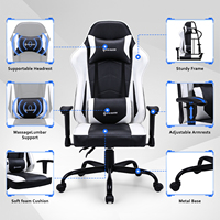 VANBOW Chaise de jeu ergonomique en cuir PU de haute qualité, réglable et pivotante pour ordinateur