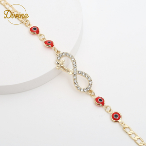 White CZ Stones 14K Gold Devil Eye <strong>Bracelet</strong> Lucky 8 Brass <strong>Bracelet</strong> Cuff <strong>Infinity</strong> Figaro Link Chain <strong>Bracelet</strong> for Women Jewelry - Product Image 3