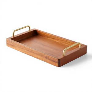 Bandeja de lujo para servir alimentos con asas doradas, de calidad alimentaria, para uso comercial, bandejas decorativas para decoración de bodas, suministros para restaurantes - Product Image 1