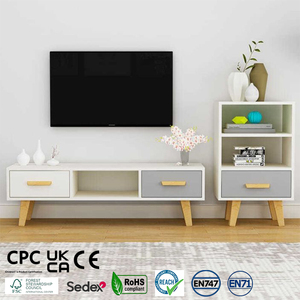 Soporte de <span class=keywords><strong>TV</strong></span> de lujo nórdico Simple <span class=keywords><strong>y</strong></span> moderno, tamaño pequeño para casa de alquiler estrecha, combinación de luz para sala de estar, gabinete lateral para almacenamiento - Product Image 1