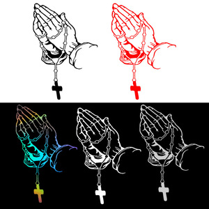 OEM coche pegatinas rojo decorativo tallado oración gesto diseños impermeables para la mejora del vehículo - Product Image 2