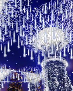 Étanche 12 20 pouces 8Tubes blanc bleu météore douche lumières pour mariage noël vacances suspendus goutte de pluie glaçon Lights110V 220V - Product Image 2