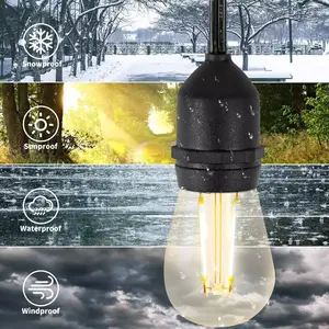 48FT חיצוני אור מחרוזת S14 אדיסון הנורה כלול חג המולד עמיד למים לחיבור LED מחרוזת אור