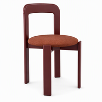 Chaise de salle à manger en bois massif avec coussin texturé bouclé, dossier incurvé ergonomique, sans accoudoirs, pour cuisine et café